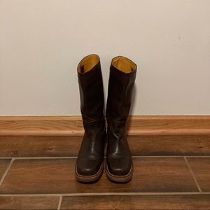 Vintage Frye leather campus boots with lug sole
